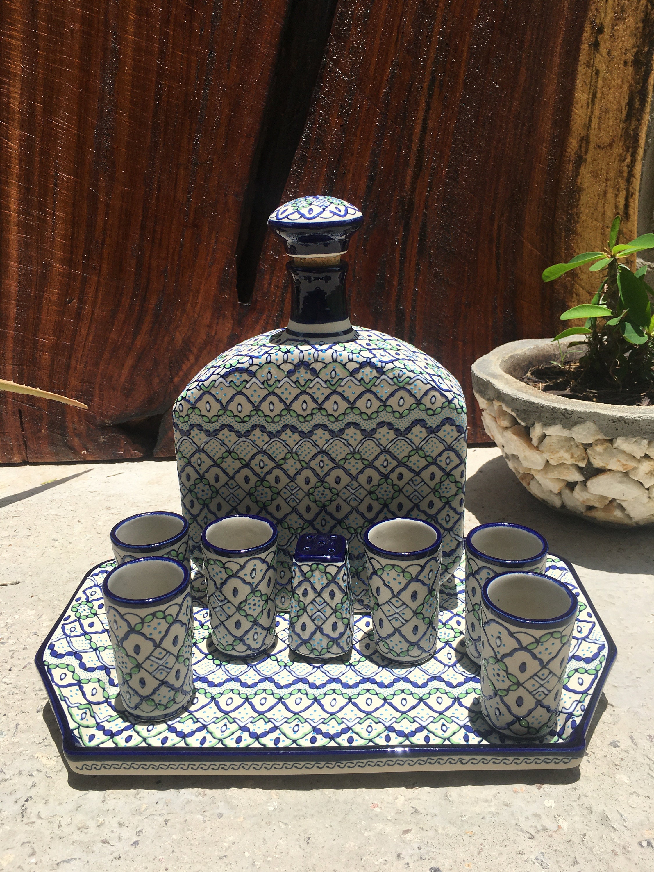 Tequila Decanter Set with 6 shot glasses salt shaker and Etsy