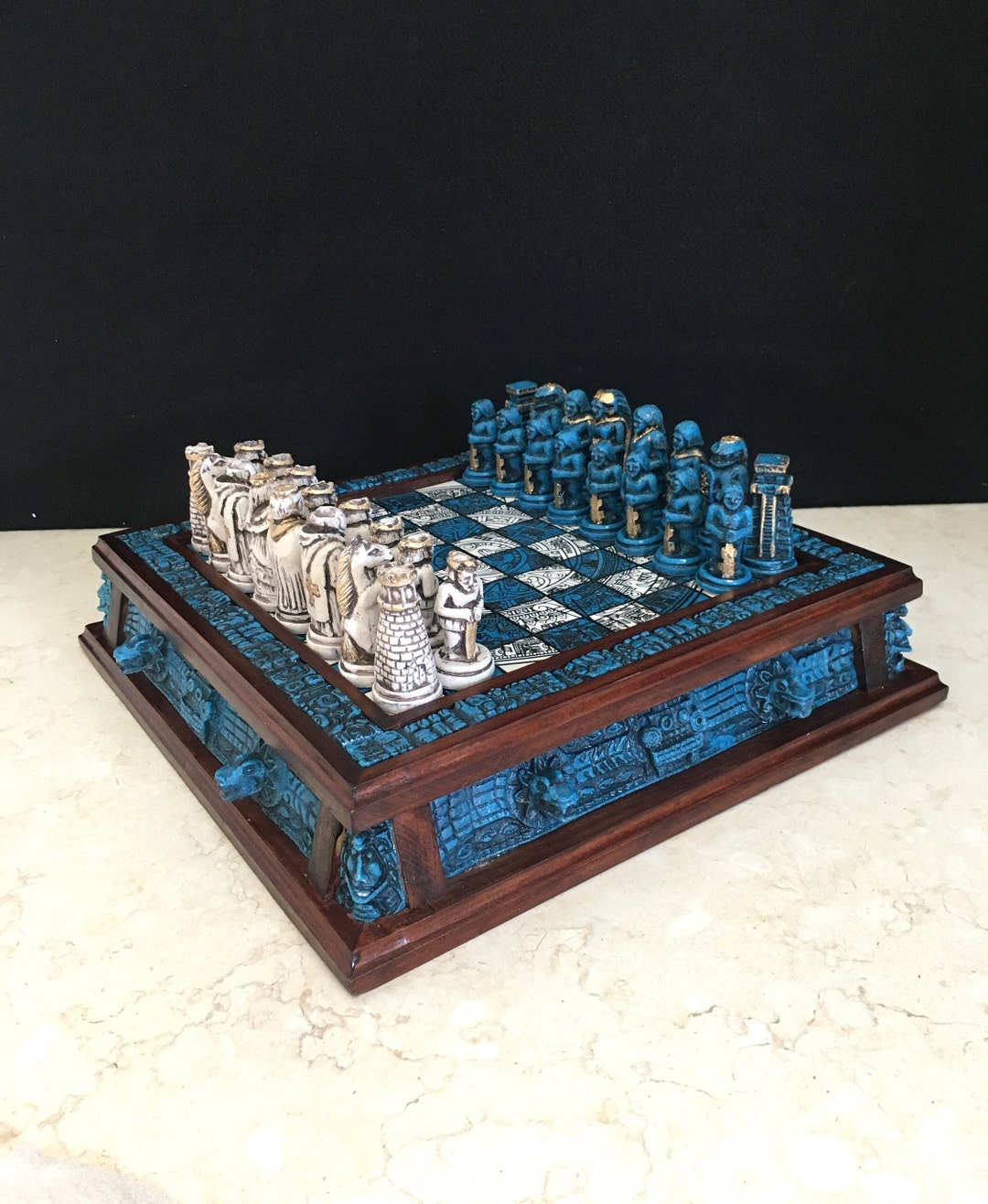 Handmade Wooden Chess Set Luxury Stone and Resin Chess Pieces - Etsy