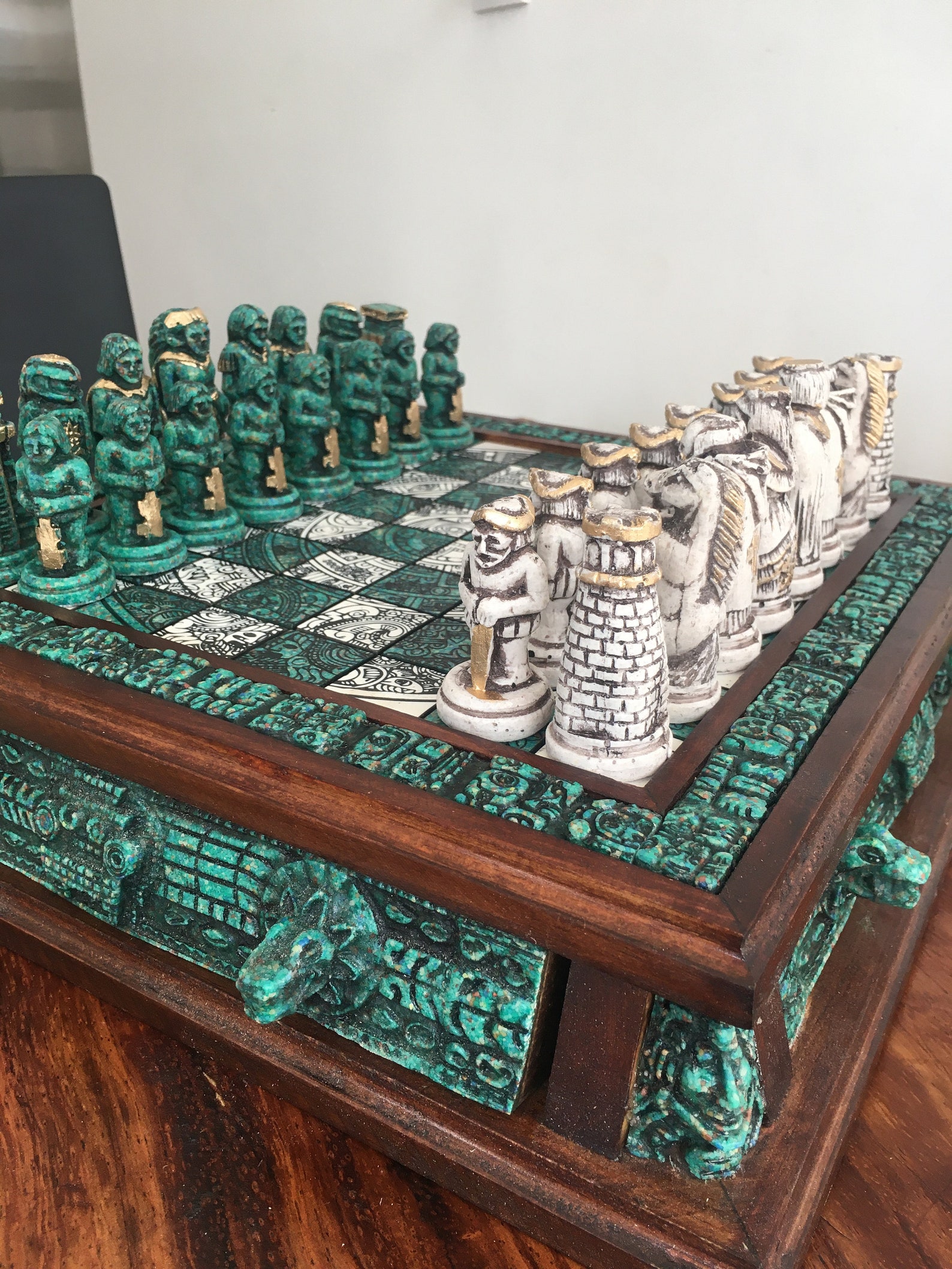 Chess set Culture of Mexico Artisan chess Aztec Chess Set Etsy