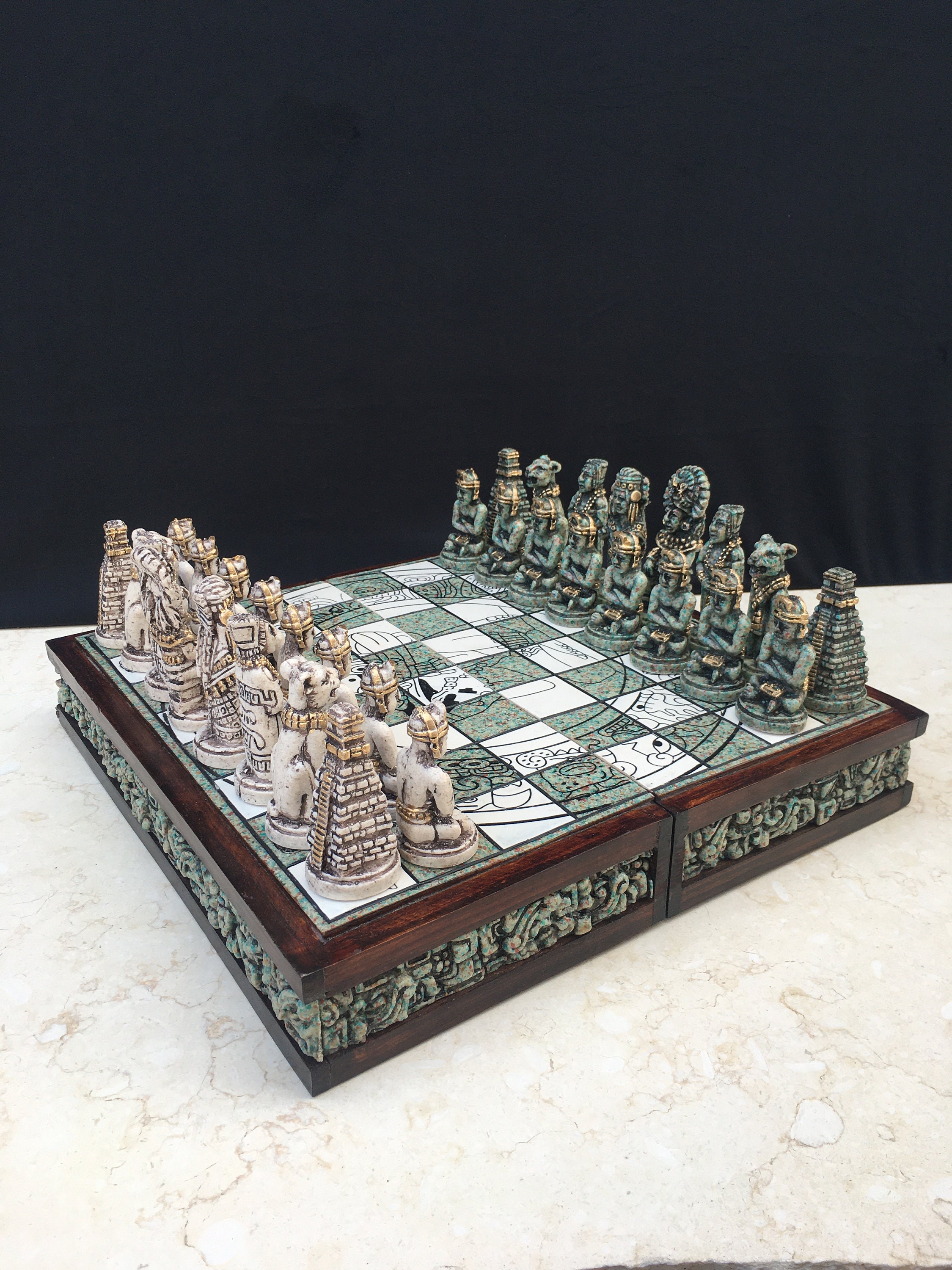Chess Set Maya Chess Set Inspired by the Culture of Mexico - Etsy
