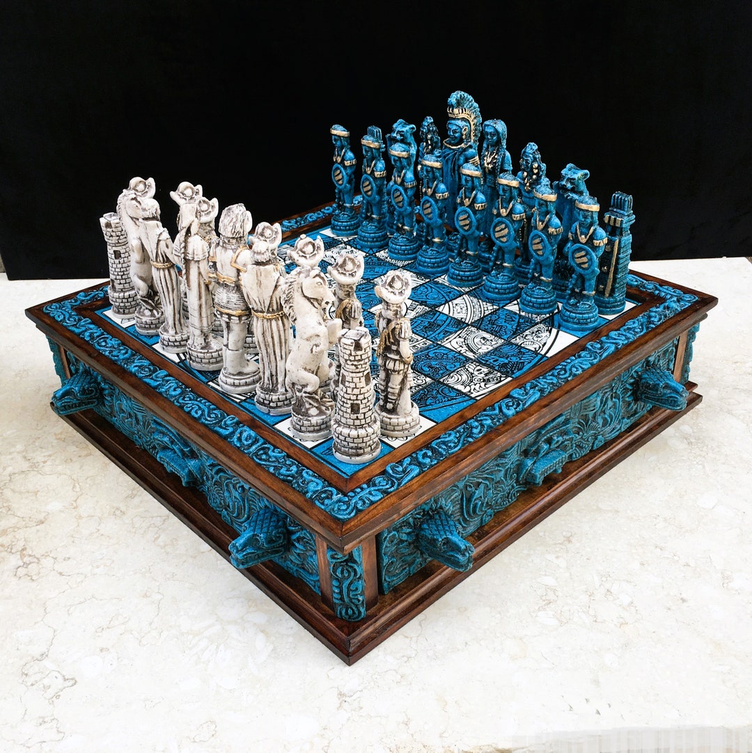 ROYALTY ROUTE WOODEN HANDMADE STONE CHESS SET AND BOARD GAME