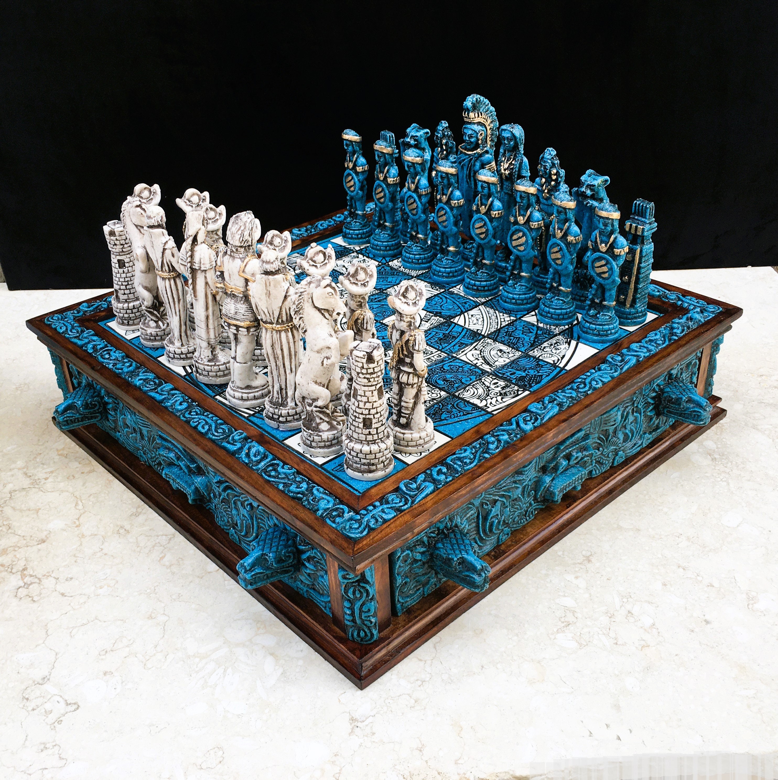 Unique Chess Set From Brazil. Beautiful Natural Stone Design 