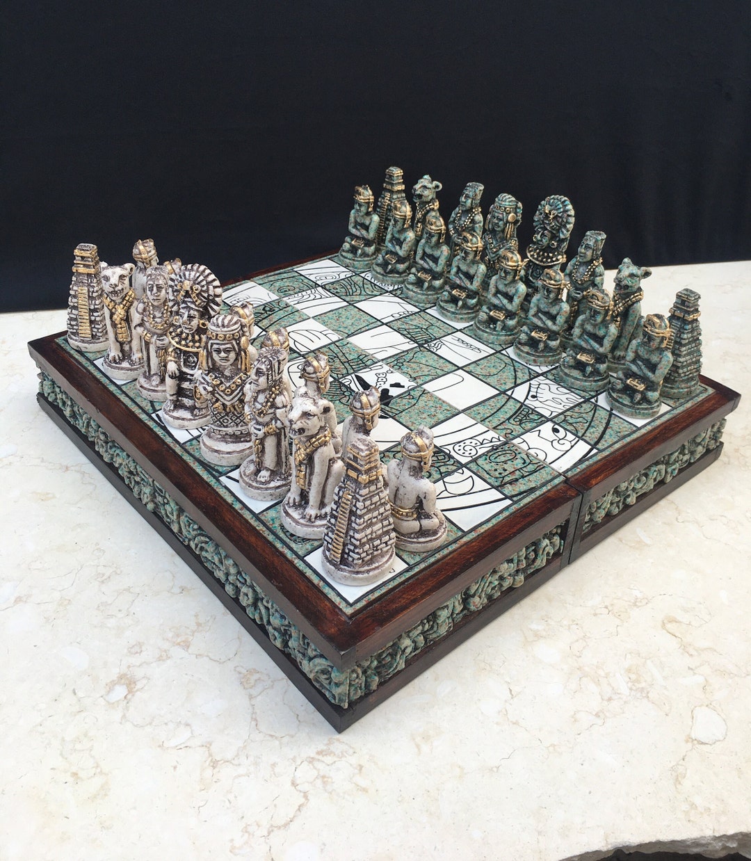 Chess Set Maya Chess Set Inspired by the Culture of Mexico - Etsy
