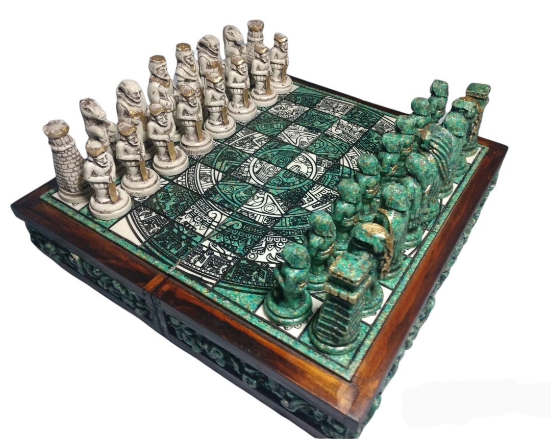 Aztec Chess Set 12.5 X 12.5 Inspired by the Culture of Mexico, Special