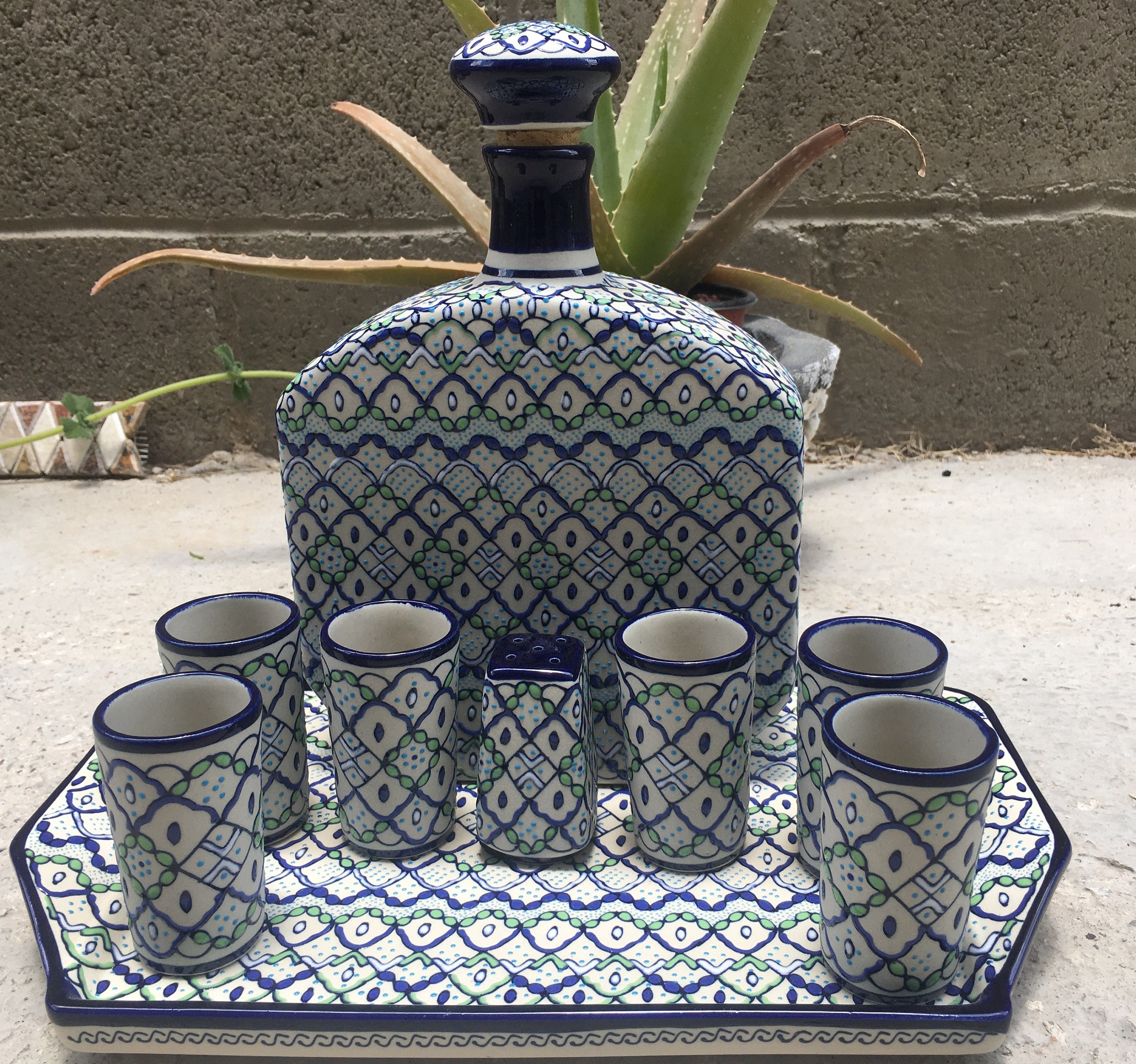 Tequila Decanter Set with 6 shot glasses salt shaker and Etsy