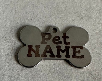 PrintNovex Personalised Dog Tag ID Stainless Steel - Bone Shaped