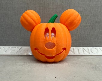 PrintNovex Light Up Mickey Themed Pumpkin Head Jack O Lantern Battery Operated Halloween