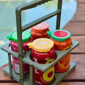 4er-Dosenhalter - 3D gedruckter Pop-Dosenhalter mit Griff | Tragbarer Getränketräger | Stabiles und Stilvolles Partyzubehör