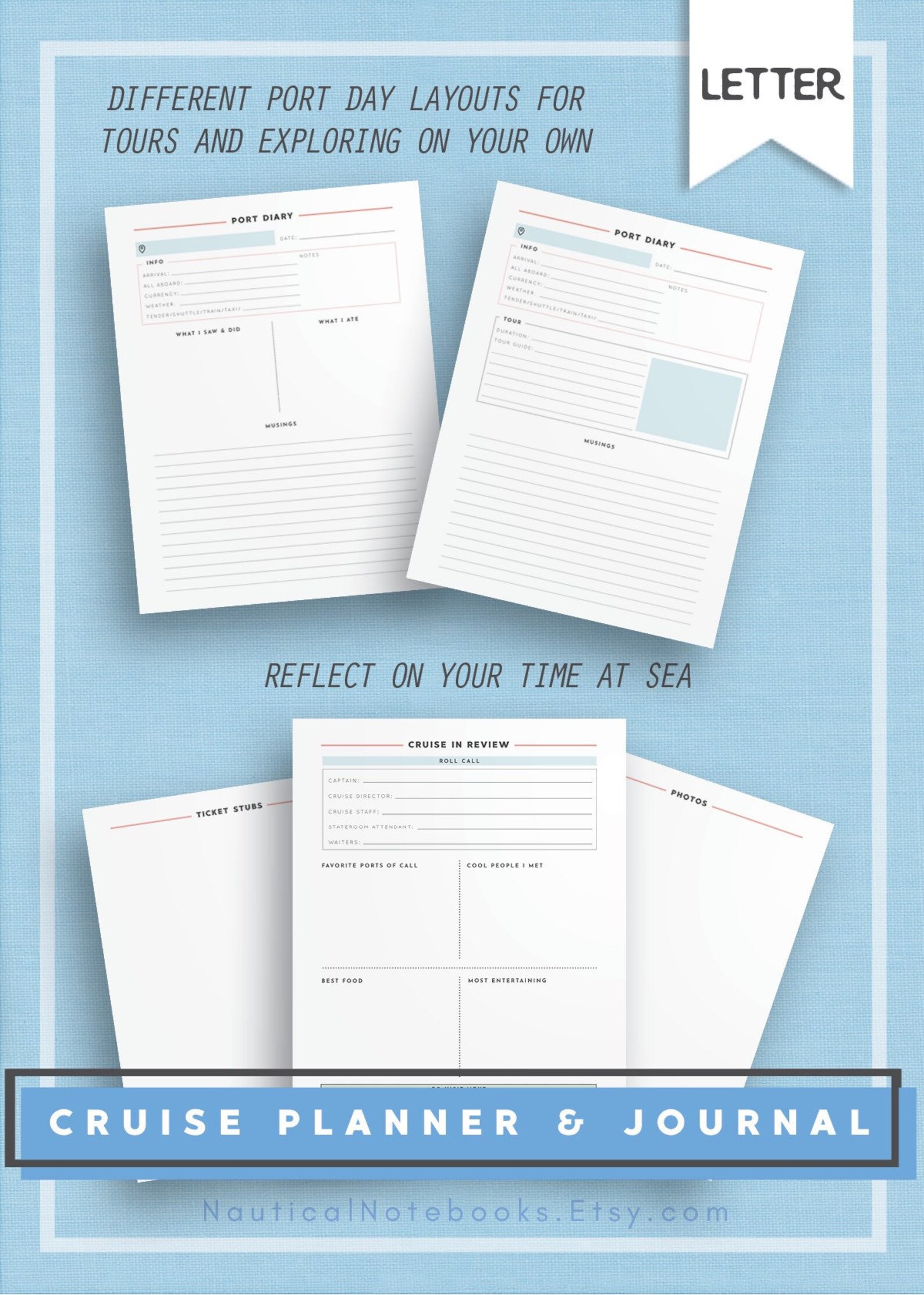 Cruise Travel Planner &amp; Journal | Cruise Itinerary | Printable Cruise ...