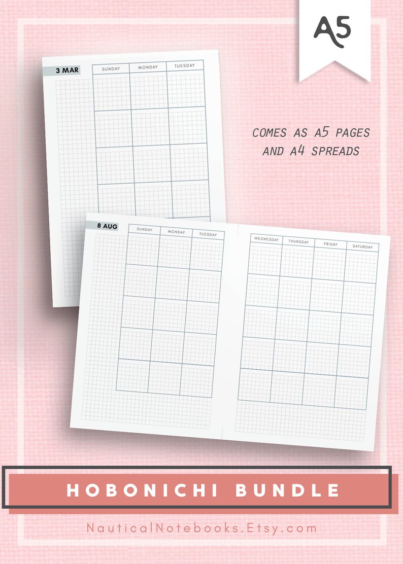 Hobonichi Cousin Style Bullet Journal | Fauxbonichi Kit | Printable ...