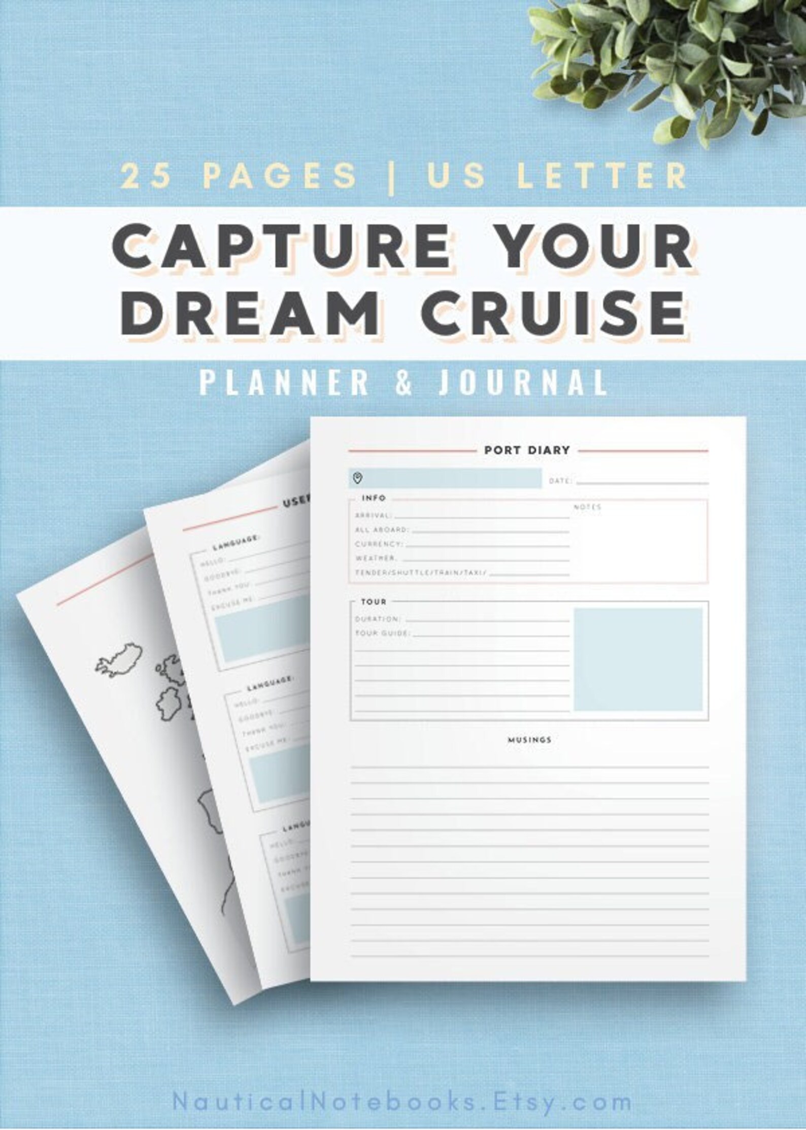 Cruise Travel Planner &amp; Journal | Cruise Itinerary | Printable Cruise ...