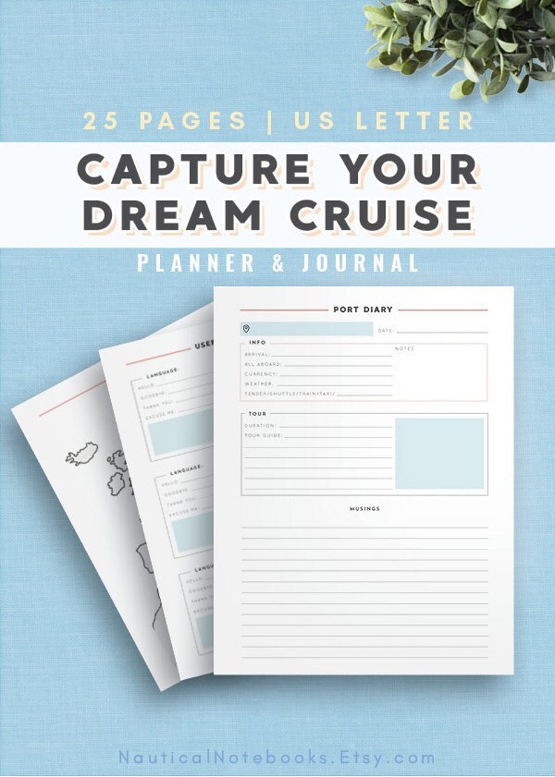 Cruise Travel Planner & Journal Cruise Itinerary Printable Cruise ...