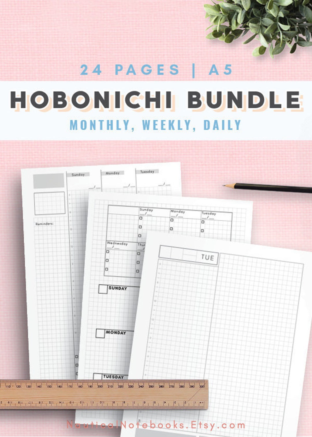 Hobonichi Cousin Style Bullet Journal | Fauxbonichi Kit | Printable ...