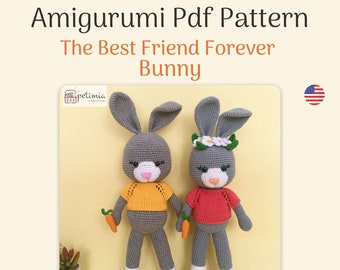 The Best Friend Forever Bunny English PDF PATTERN - Amigurumi Tutorial Pdf File , Amigurumi Bunny Pattern