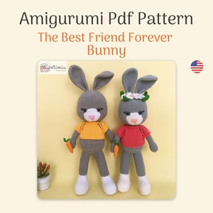 The Best Friend Forever Bunny English PDF PATTERN - Amigurumi Tutorial Pdf File , Amigurumi Bunny Pattern