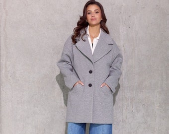 PEA COAT Womens Jacket, Lined Coat with Pockets
