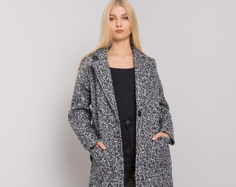 grey boucle coat