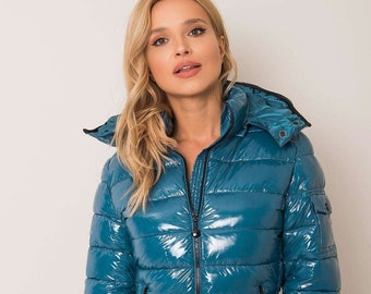 mens vinyl puffer jacket