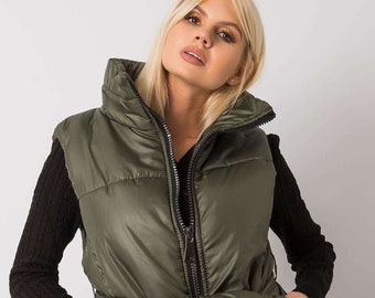 PUFFER VEST with a Belt and a Pouch | Belted Long Puffer Vest