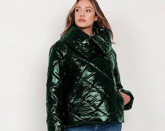 mens vinyl puffer jacket