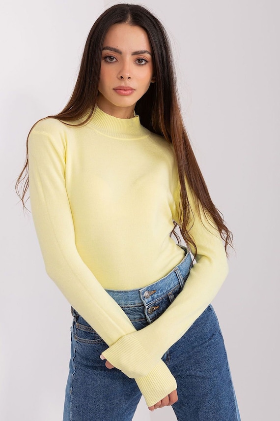 YELLOW Turtleneck Thin Turtleneck Sweater Women High Neck Collar