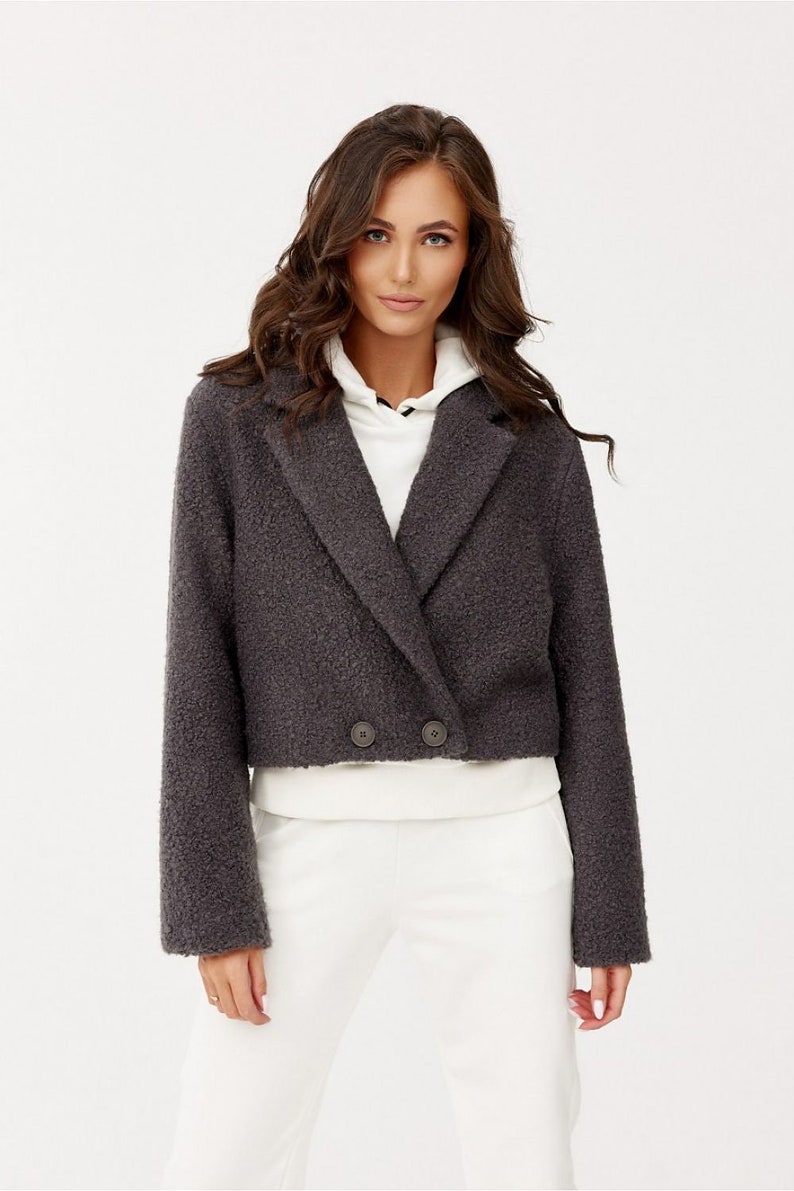 BOLERO Cropped Jacket, Pea Coat, Boucle Coat, Short Jacket, Double Breasted Coat, Cropped Coat, Ladies Jacket, Cropped Blazer, Western Coat image 10