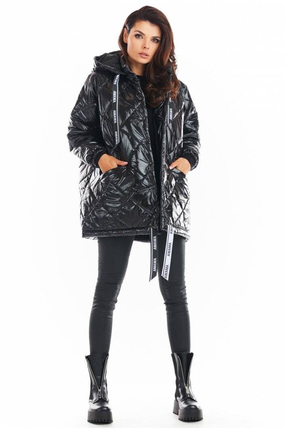 Oversized Quilted Coat - Dark gray - Ladies