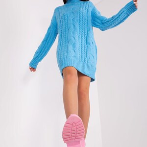 HOT PINK TURTLENECK Sweater, Fuchsia Warm Sweater, Sweater Dress, Turtleneck Dress, High Neck Sweater, Knit Sweater Dress, Winter Maxi Dress image 8