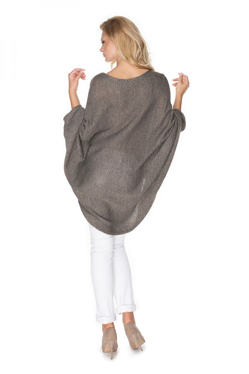 KNITTED PONCHO Peekaboo, Knitted Long Sleeves Sweater, Sweater For Mothers To Be imagem 4