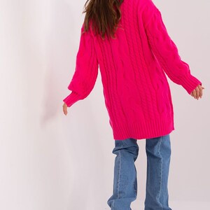 HOT PINK TURTLENECK Sweater, Fuchsia Warm Sweater, Sweater Dress, Turtleneck Dress, High Neck Sweater, Knit Sweater Dress, Winter Maxi Dress image 3