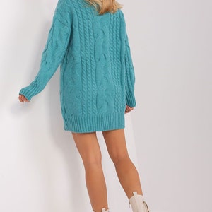HOT PINK TURTLENECK Sweater, Fuchsia Warm Sweater, Sweater Dress, Turtleneck Dress, High Neck Sweater, Knit Sweater Dress, Winter Maxi Dress image 6