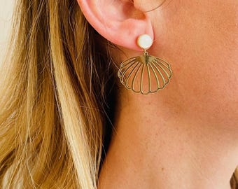 Large MOTHER-OF-PEARL shell earrings