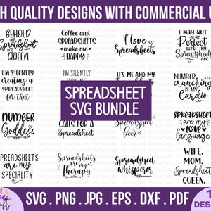 Spreadsheet lover svg bundle - spreadsheet svg, funny CPA svg, Accountant Gift, Data Analyst Gift, Actuary svg, gradution, cricut cut files