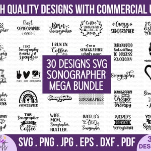 Sonógrafo svg MEGA paquete - Sonógrafo cardíaco svg, Ecocardiografía, Regalo técnico de ultrasonido, RDCS, Echo Tech, Sonógrafo médico, archivos cortados