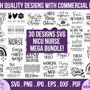 NICU nurse svg mega bundle - Medical Nurse Funny Sayings, Neonatal ICU, Emergency Room, stethoscope, NICU Nurse Gift svg, Cricut Cut Files