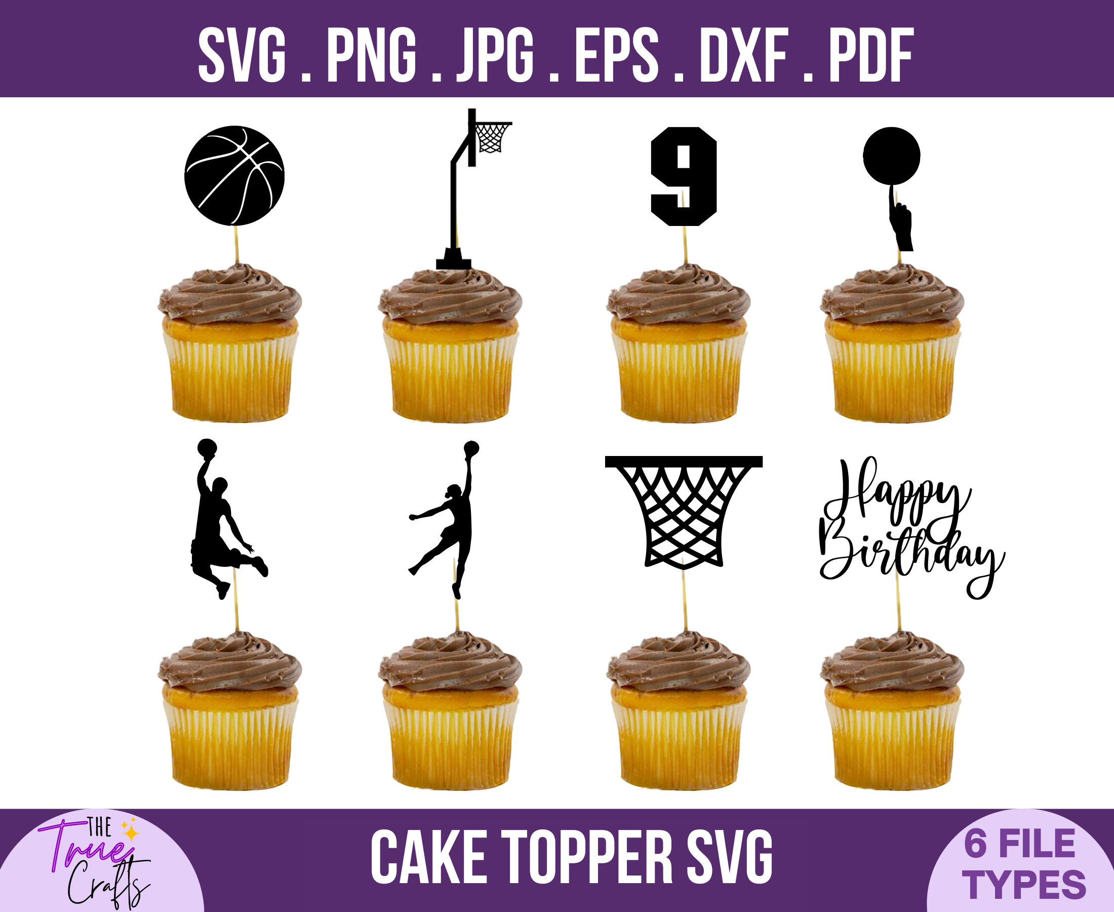 Basketball Birthday Cupcake Topper Svg Bundle DIY Personalize Etsy