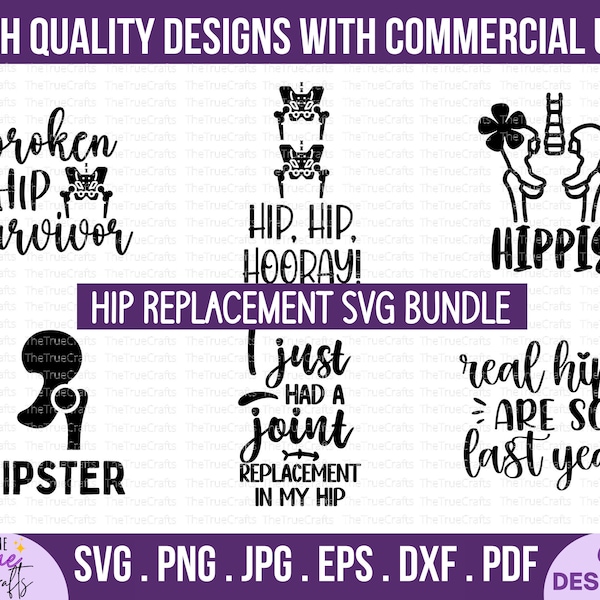 Hip Replacement Surgery SVG bundle -Surgery Get Well Recovery Gift,  Hip Joint Surgery, Broken Hip, Hip Dysplacia, Pelvis, Bionic, cut file