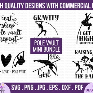 Polsstokhoogspringen Mini Bundel SVG - grappig paalmeisje citaat, polsstokhoogspringer, cadeau voor polsstokhoogspringer sportshirt, atletiek, cricut gesneden bestand