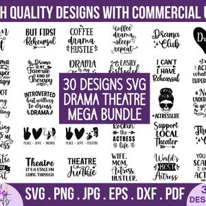 Drama Theater svg bundle - theatre svg, broadway, actor, drama, aspiring actress gift, theatre lover, music teacher, acting, cricut cut file