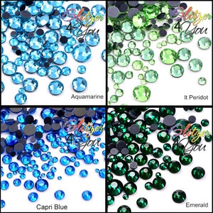 Blue-Green Color Mix HotFix DMC Rhinestones Size Mix