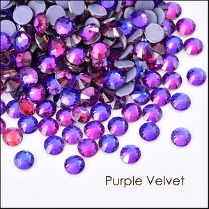Purple Velvet DMC rhinestones No-Hotfix various sizes for nail art