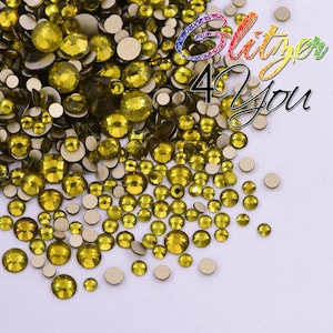 Olivine DMC rhinestones No-Hotfix various sizes for nail art