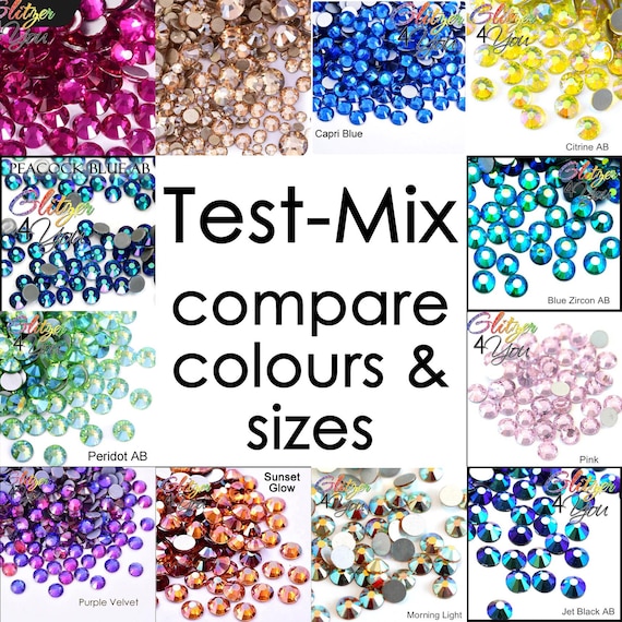 Testmix DMC Strasssteine No-Hotfix - Probier-pack Größen Vergleich - für Nagelkunst