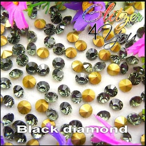 Black Diamond DMC Chaton Pointed Back Rhinestone varios tamaños