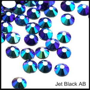 Jet Black AB DMC rhinestones No-Hotfix various sizes for nail art