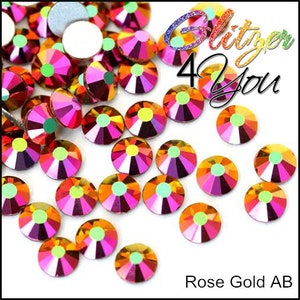 Rose Gold AB DMC rhinestones No-Hotfix various sizes for nail art