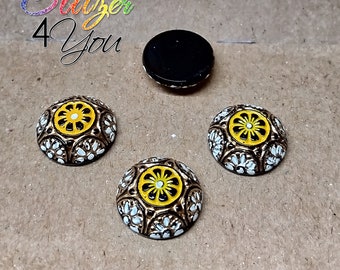 Vintage Bohemian Glass Buttons Button Cabochon