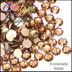 Light Colorado Topaz DMC rhinestones No-Hotfix various sizes for nail art