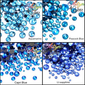 Blue Color Mix HotFix DMC Rhinestones Size Mix