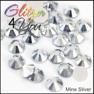 Mine Silver DMC rhinestones No-Hotfix various sizes for nail art